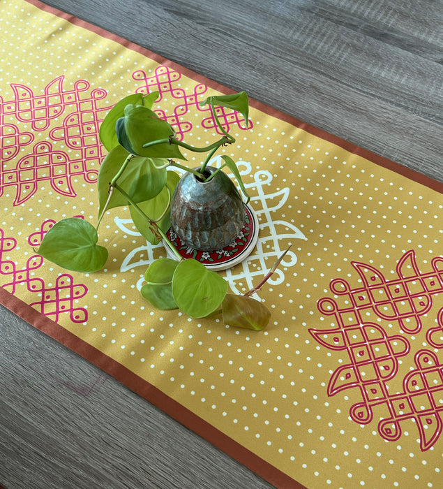 Kolam Yellow Table Runner